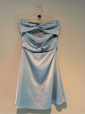 Peppermayo Satin Strapless Twist Cutout Dress